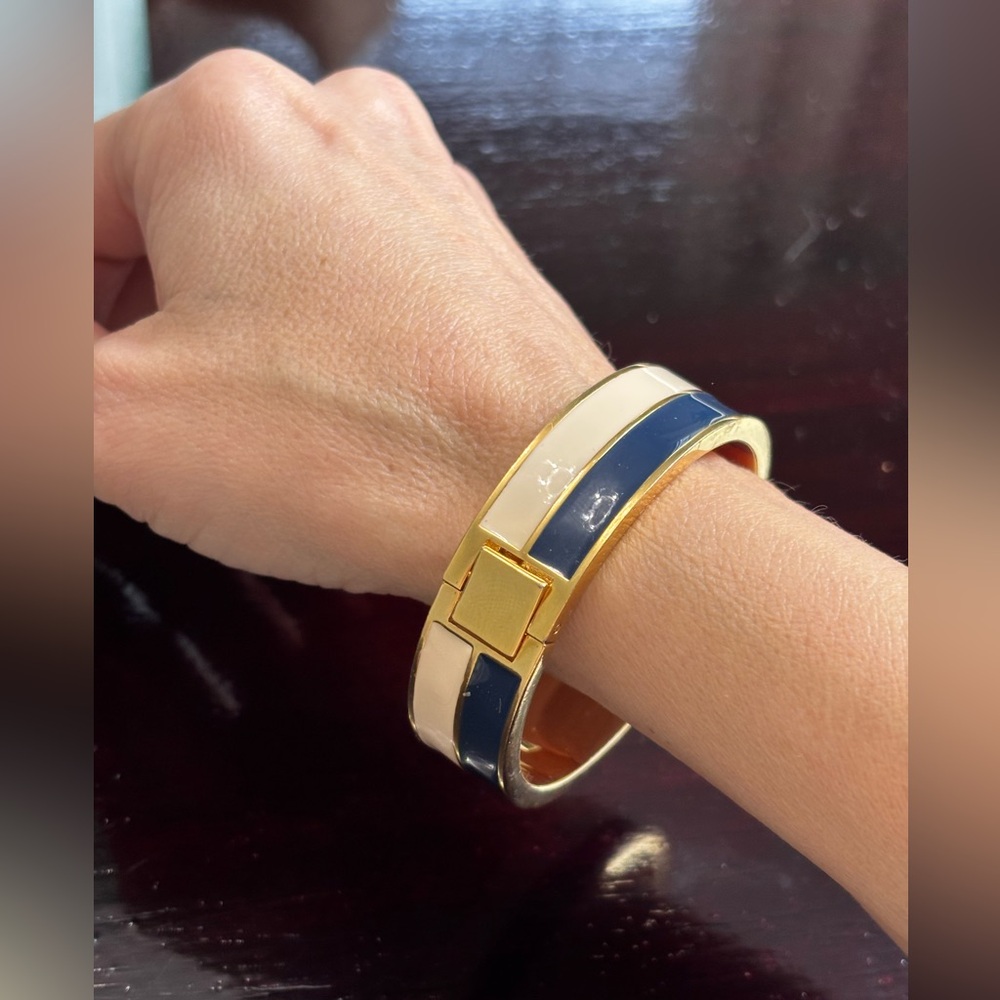 J Crew Gold and Blue Enamel Bangle - Picture 4 of 6